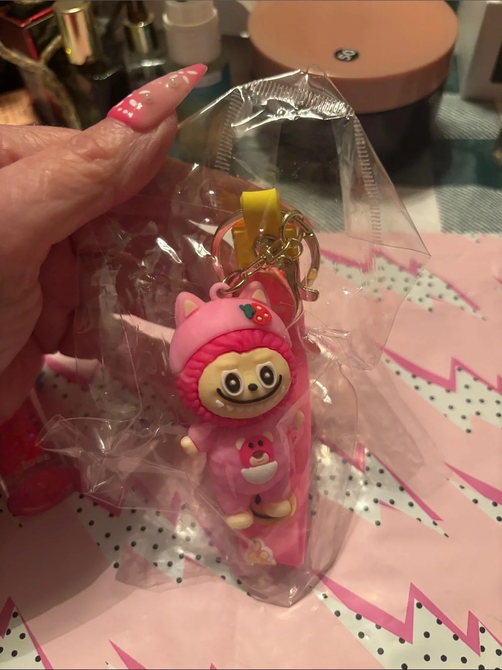 Pink Character Toy/Lippie Pack - Cute Animal Figures with lippies and keychains.